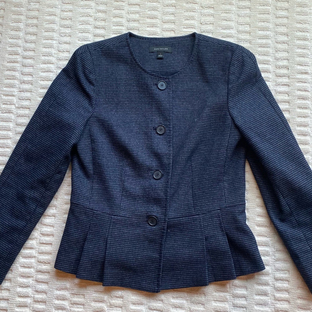 Ann Taylor Peplum Blue Blazer, size 4